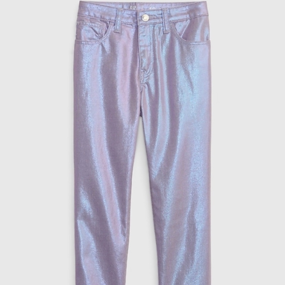 Kids Mid Rise Metallic Coated Denim Girlfriend Jeans